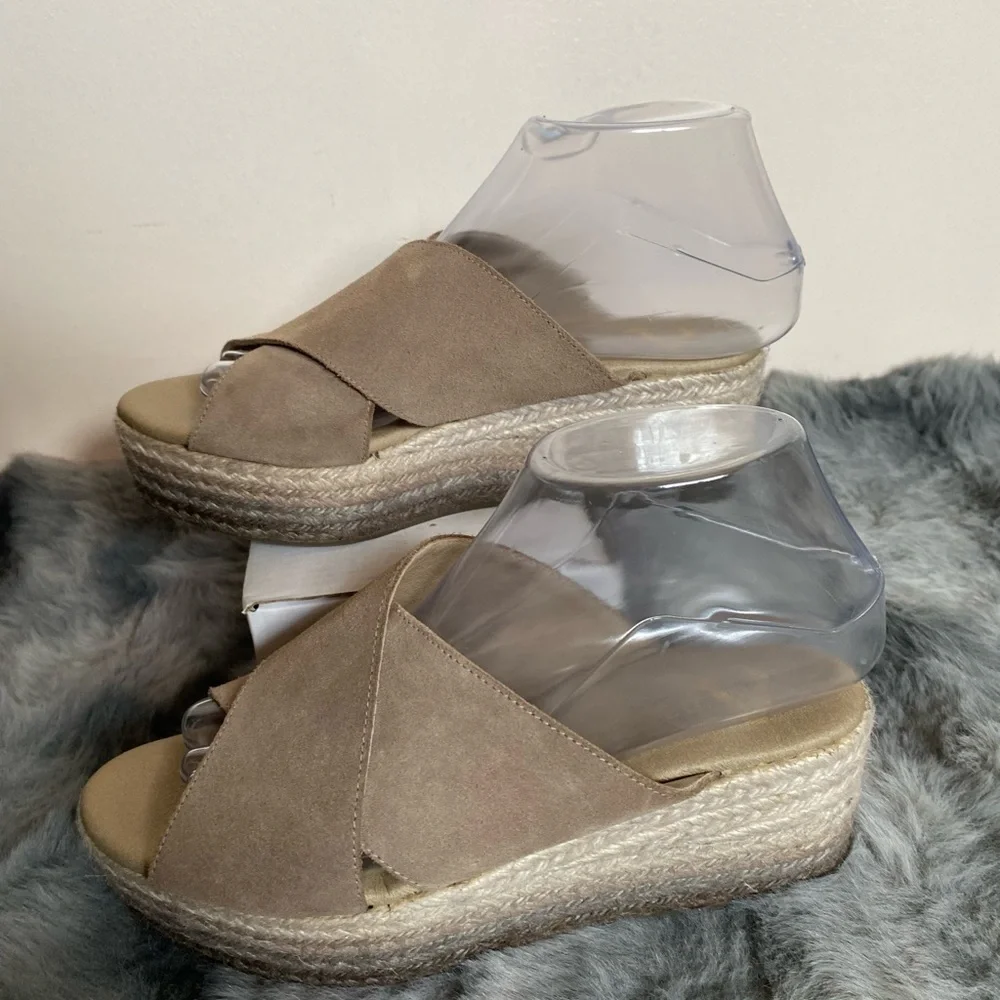 Anthropologie Paseart Tan Wedge Espadrille Shoes with Crossover Design